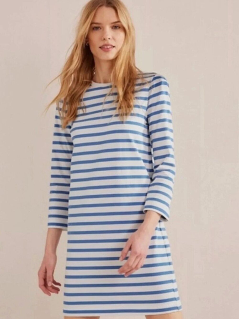 Boden Blue White Stripes Shirt Dress Size 4 Reg Minimalist Nautical Classic *B5